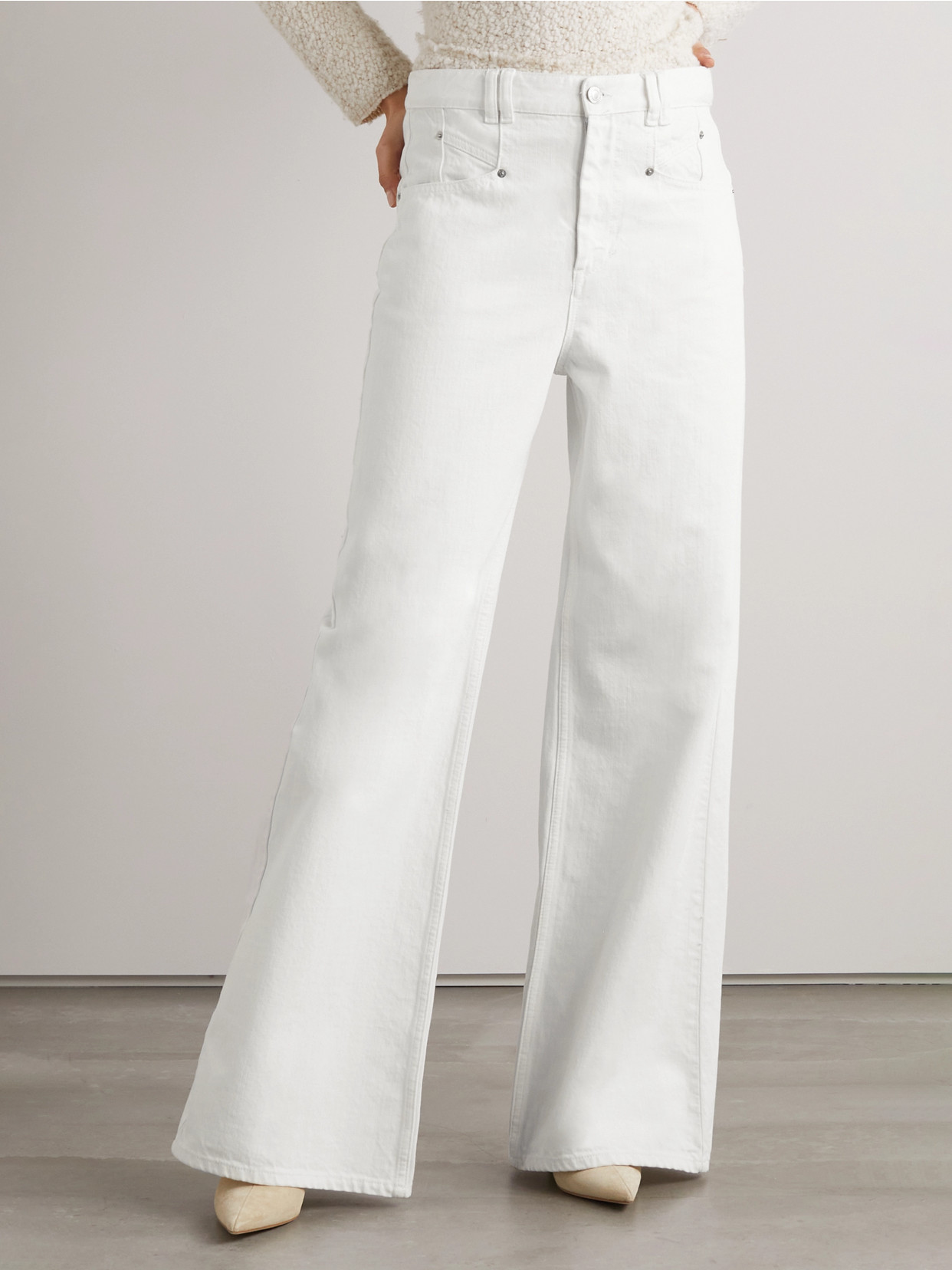 Shop Isabel Marant Lemony High-rise Wide-leg Jeans In White