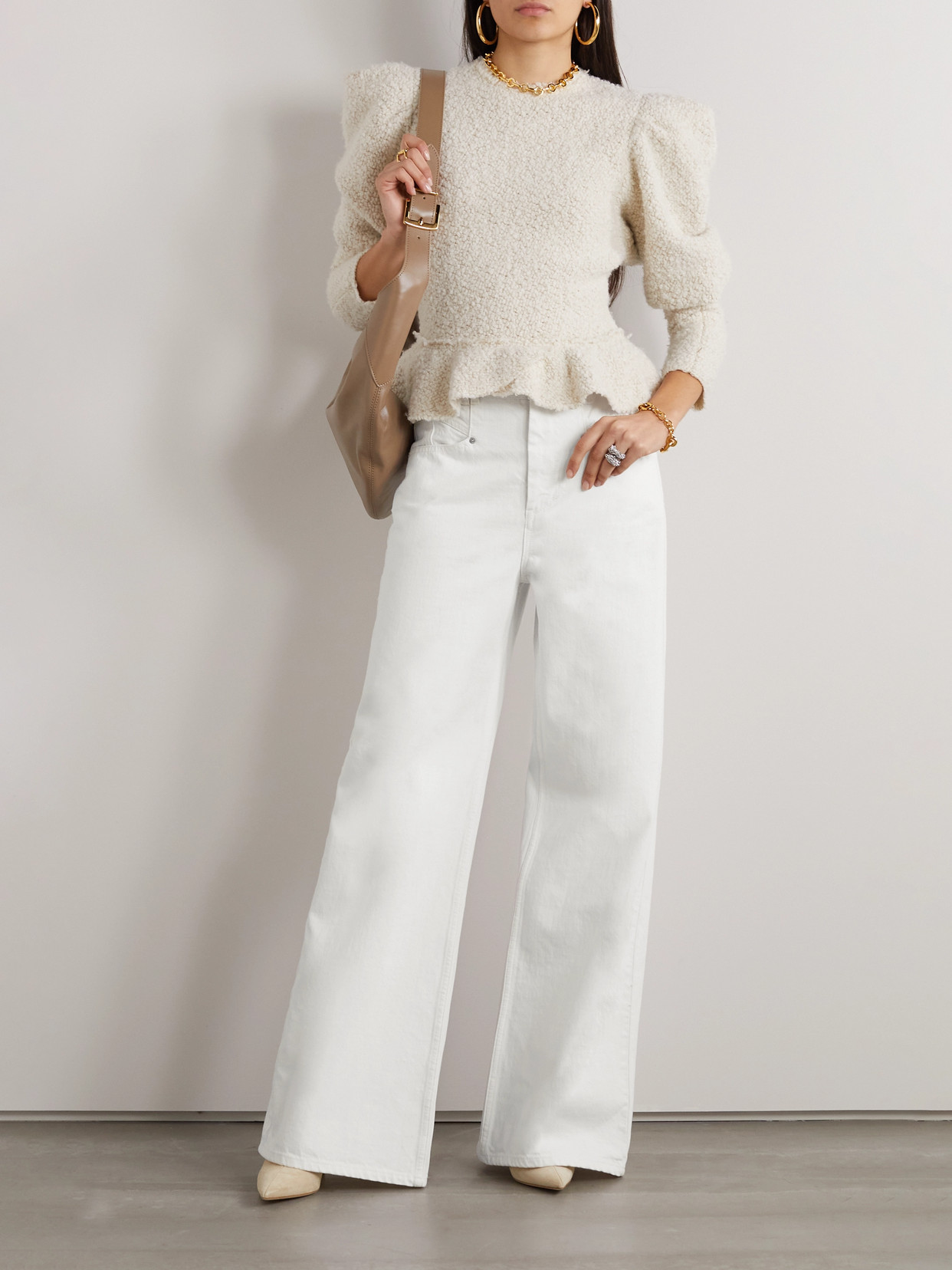 Shop Isabel Marant Lemony High-rise Wide-leg Jeans In White