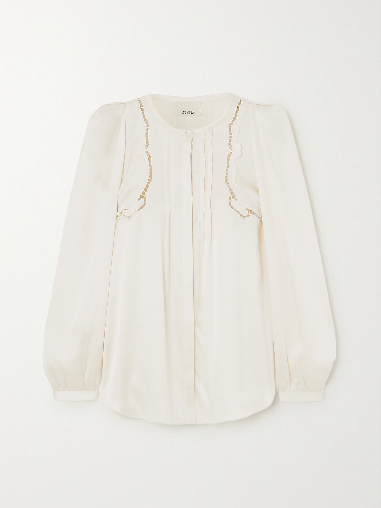 Isabel Marant Joanea Lace-trimmed Silk-satin Blouse - Ecru