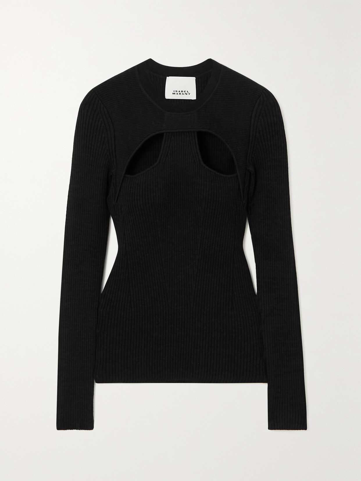 Isabel Marant Zana Cutout Ribbed Merino Wool-blend Sweater - Black