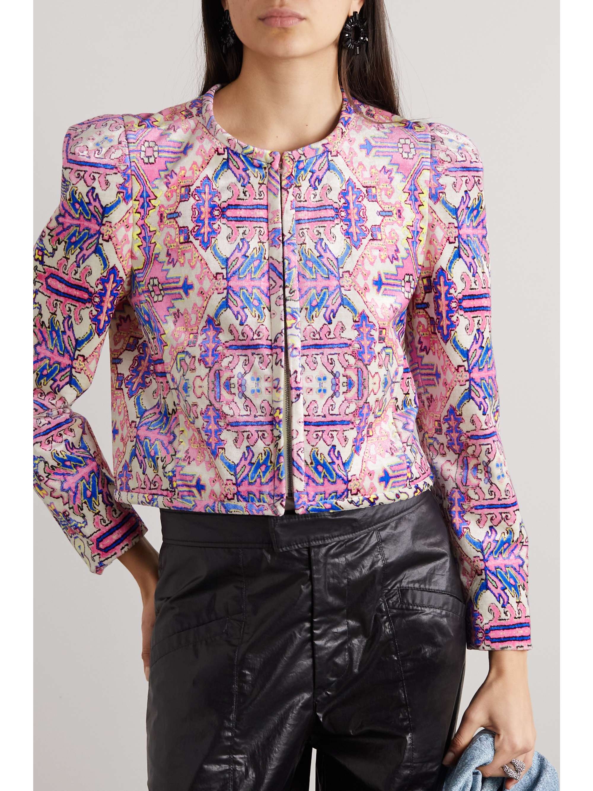 ISABEL MARANT Valian cropped printed velvet jacket