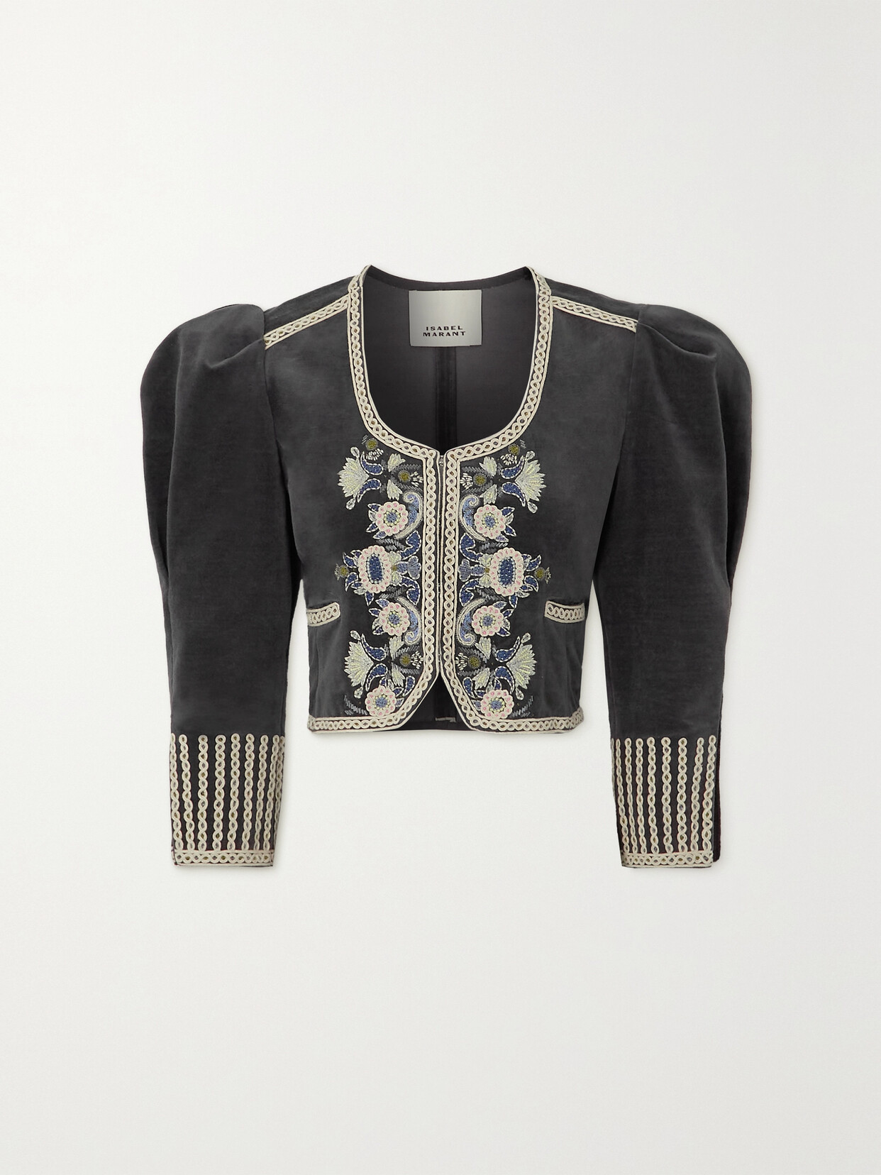 Isabel Marant - Valeska Cropped Embroidered Cotton-velvet Jacket - Ecru