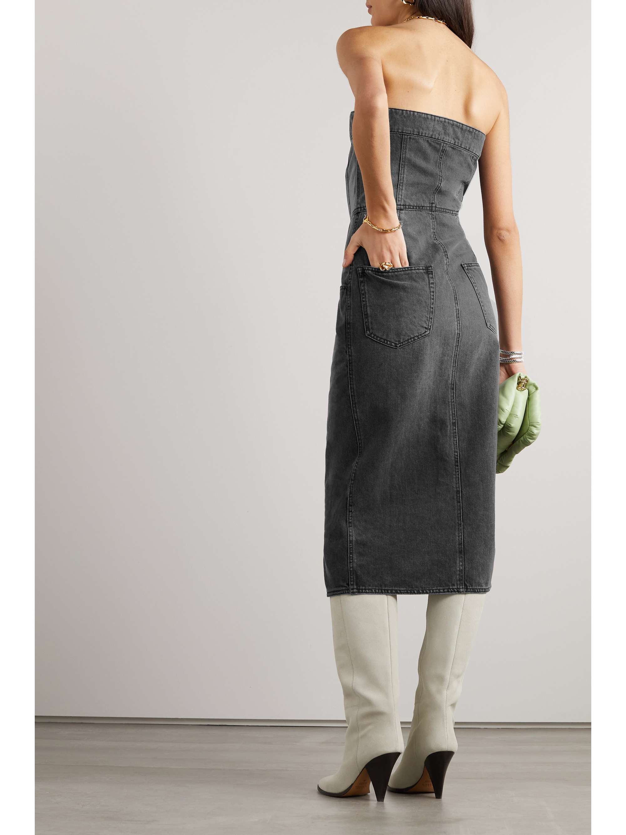 ISABEL MARANT Valentine strapless denim midi dress