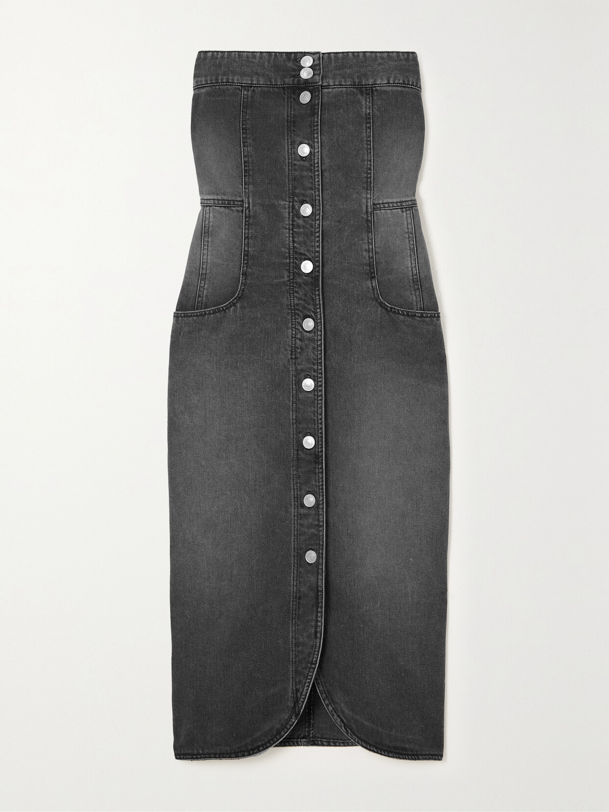 Isabel Marant Valentine Strapless Denim Midi Dress - Gray