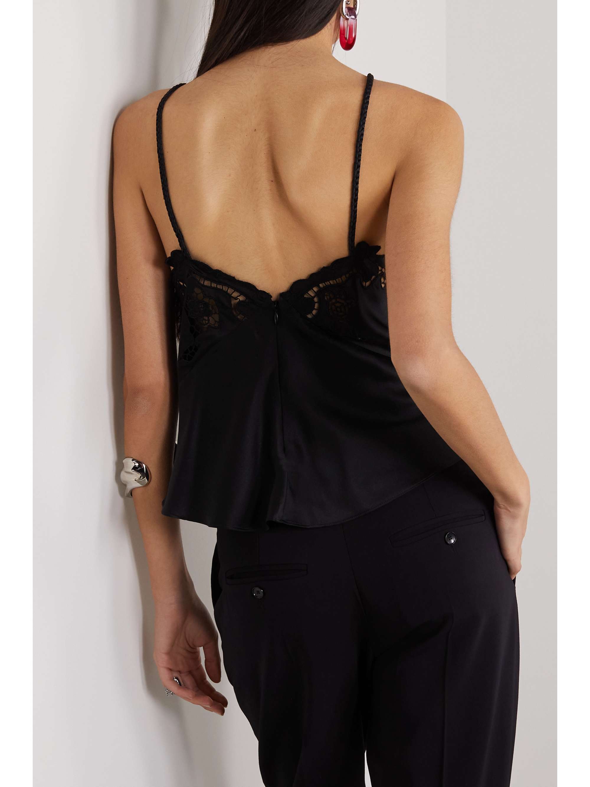 ISABEL MARANT Joys 凸花蕾丝边饰丝缎吊带背心