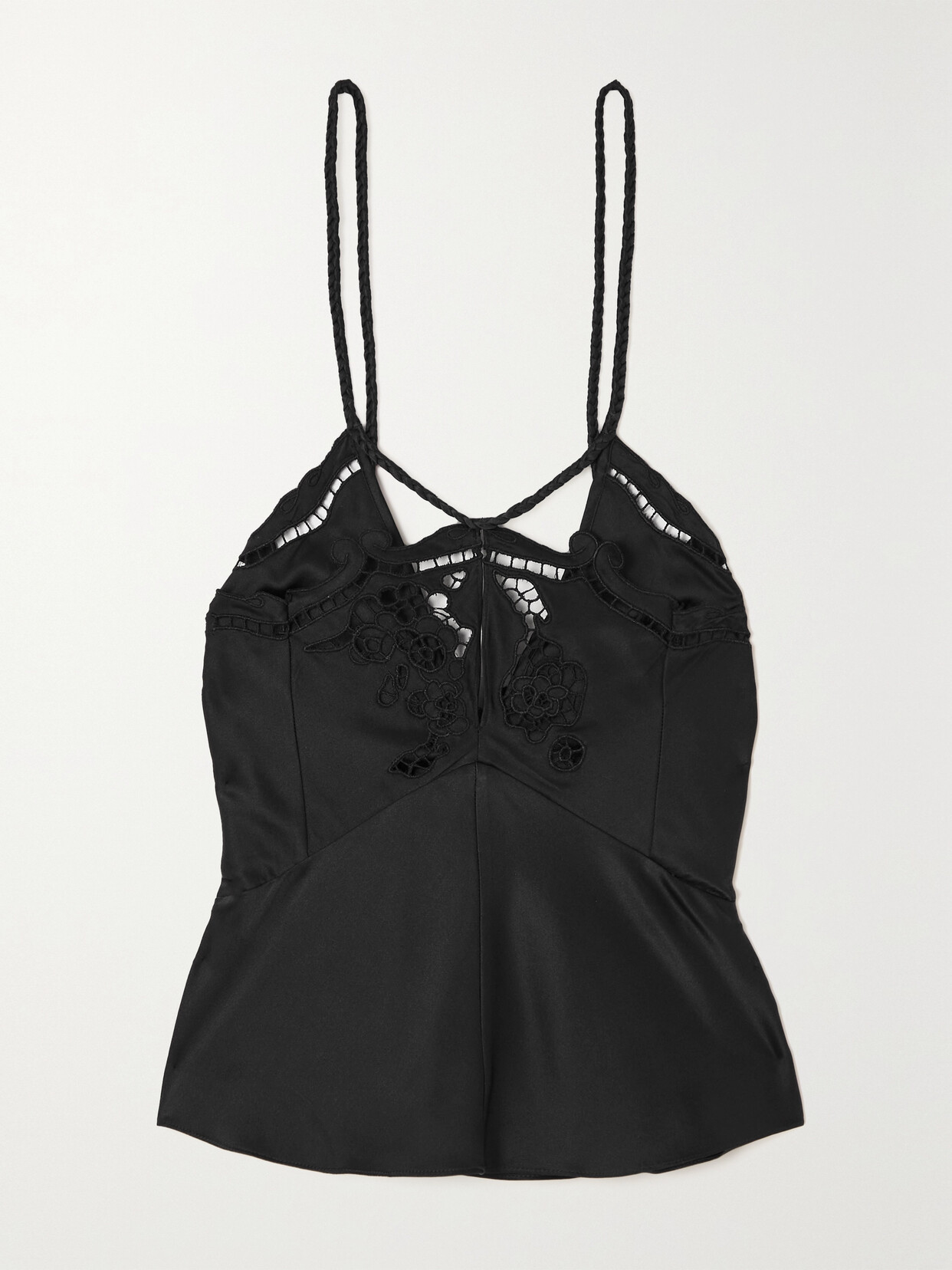 Isabel Marant Joys Guipure Lace-trimmed Silk-satin Camisole - Black