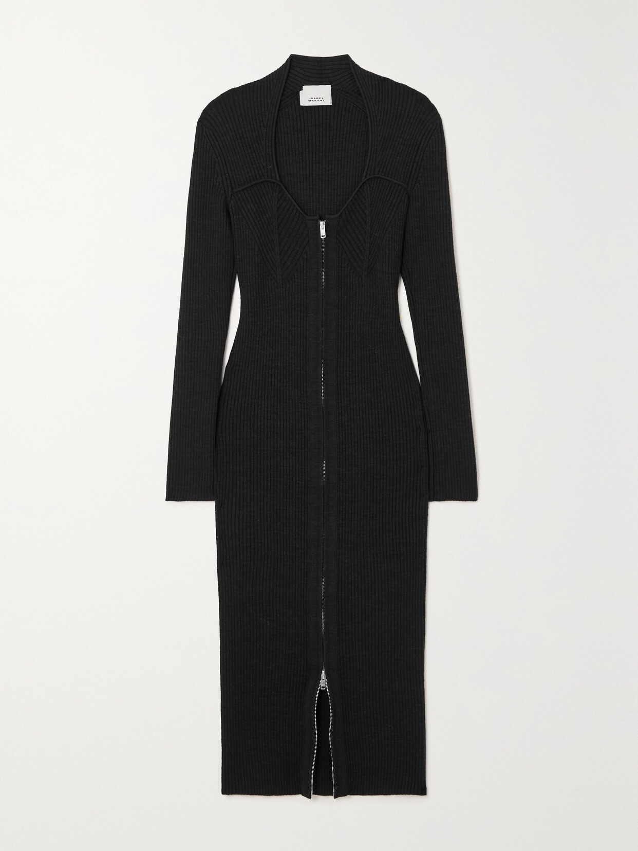 Isabel Marant - Zael Ribbed Wool-blend Midi Dress - Black