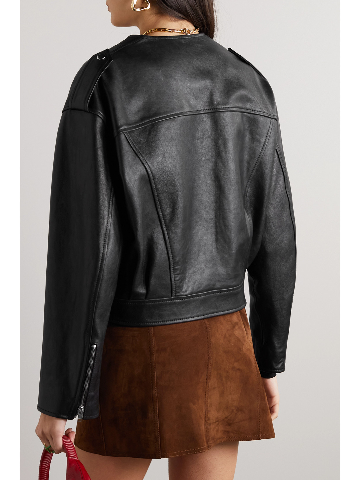 Shop Isabel Marant Audric Leather Biker Jacket In Black