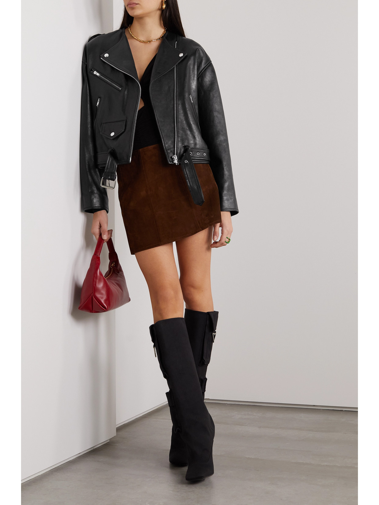 Shop Isabel Marant Audric Leather Biker Jacket In Black