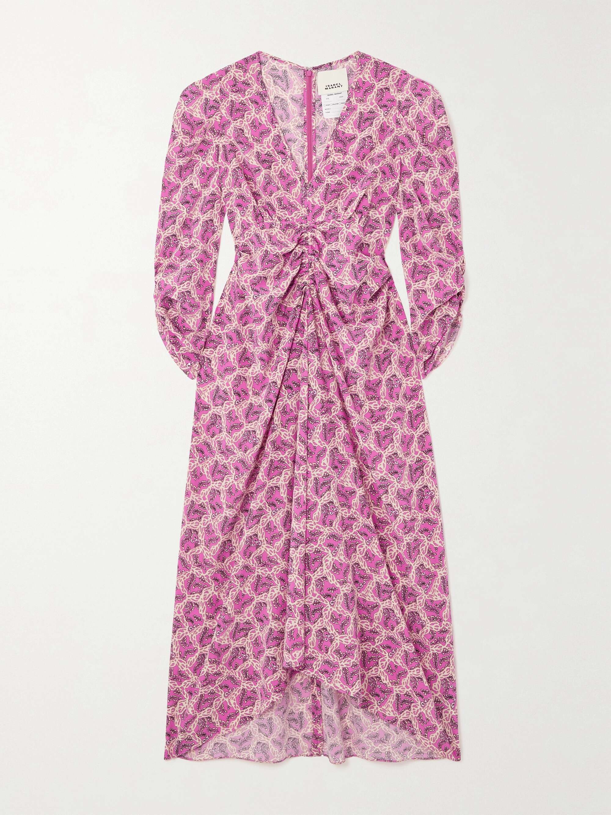 ISABEL MARANT Albini gathered printed silk-blend midi dress | NET-A-PORTER