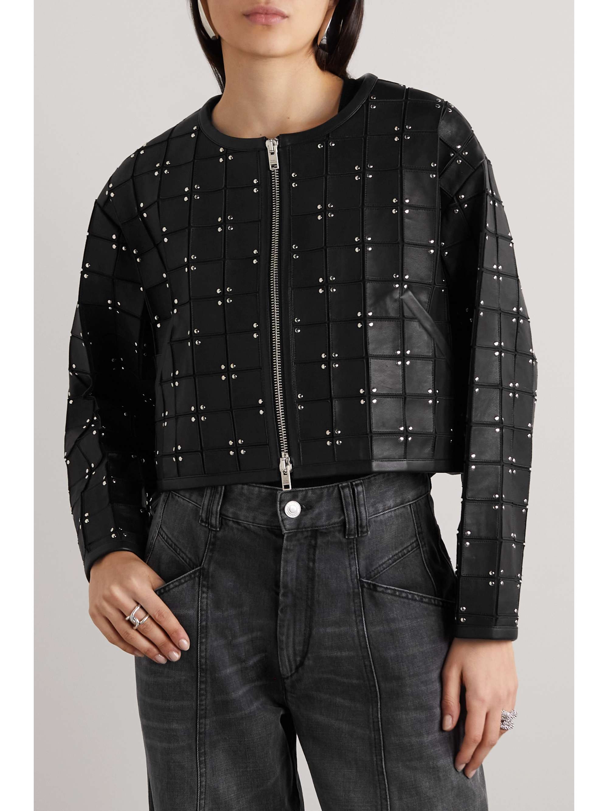 ISABEL MARANT Rosana cropped studded leather jacket