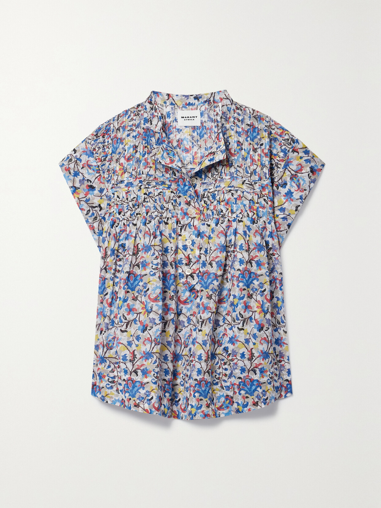 Marant Étoile Leaza Pintucked Printed Cotton-voile Blouse - Blue