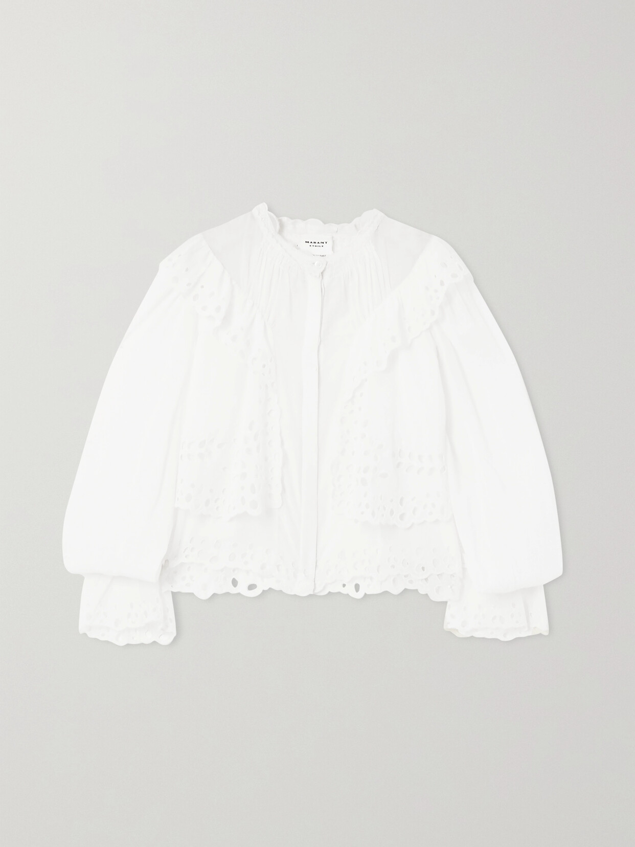 Marant Étoile Kelmon Broderie Anglaise-trimmed Cotton-voile Blouse - White