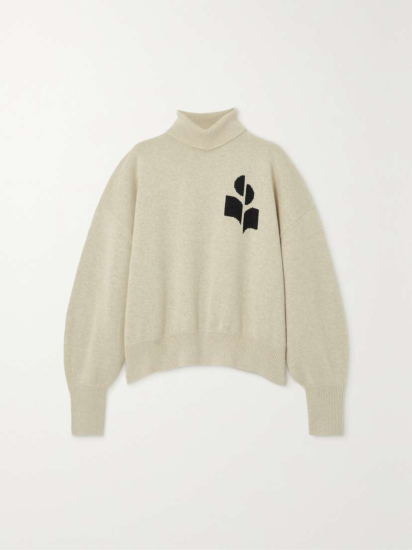 Marant Étoile Nash Intarsia Cotton And Wool-blend Turtleneck Sweater