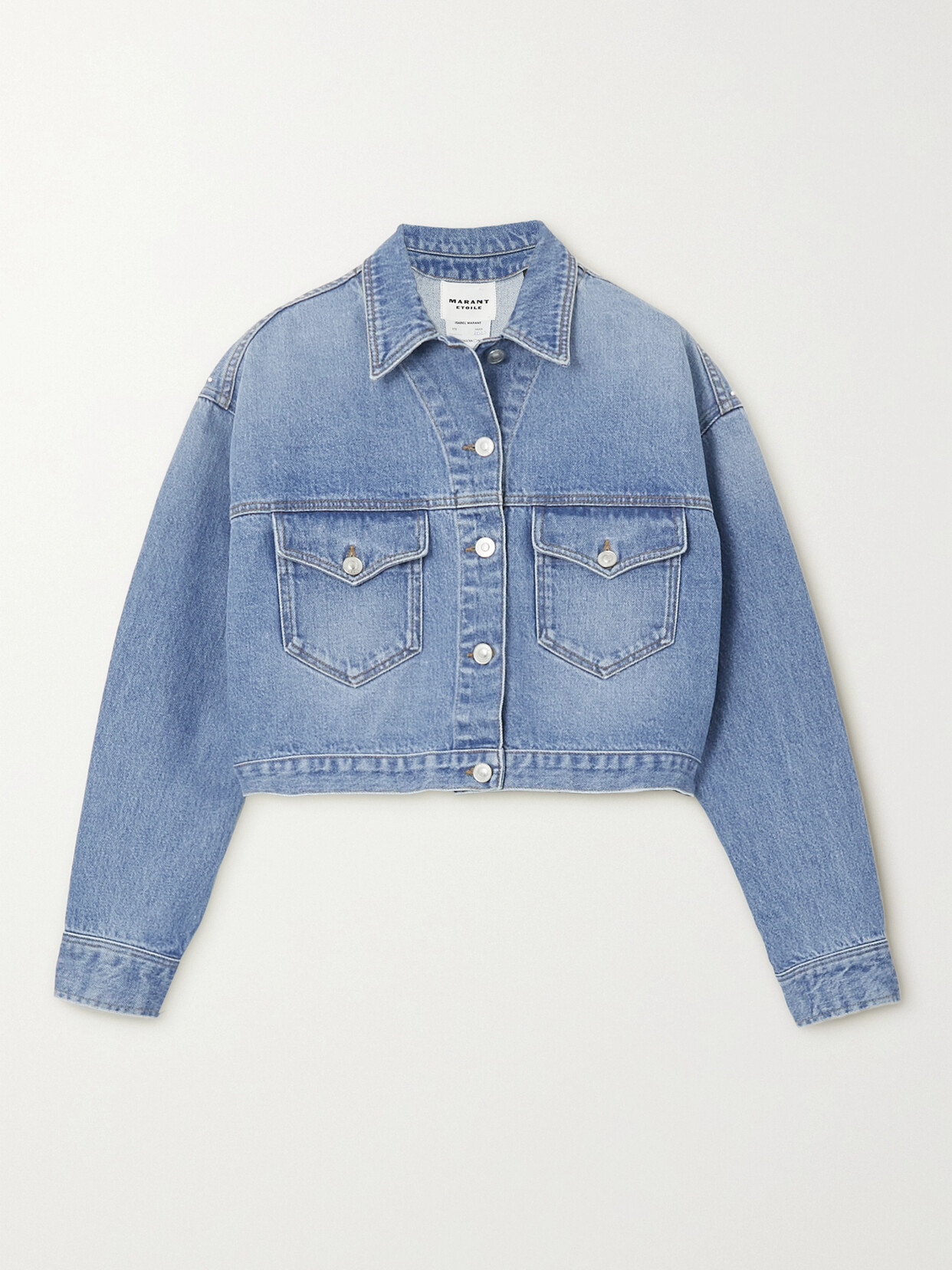 Shop Isabel Marant Étoile Tadia Cropped Denim Jacket In Blue