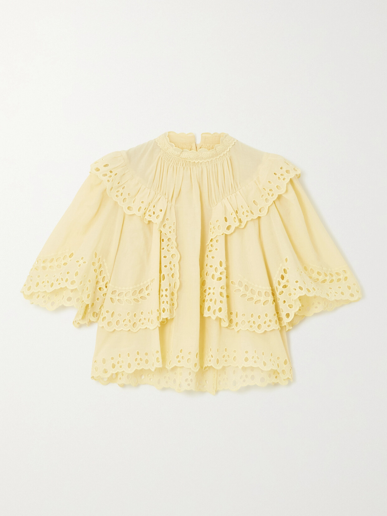 Marant Étoile Katia Ruffled Broderie Anglaise Cotton Blouse - Yellow