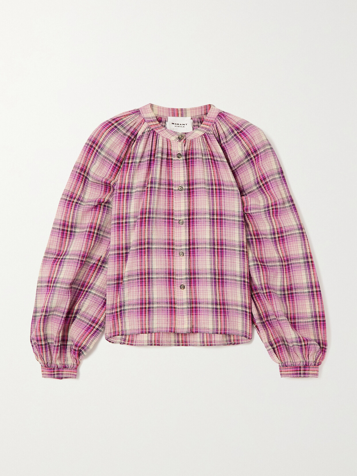 Marant Étoile Blandine Checked Cotton And Linen-blend Blouse