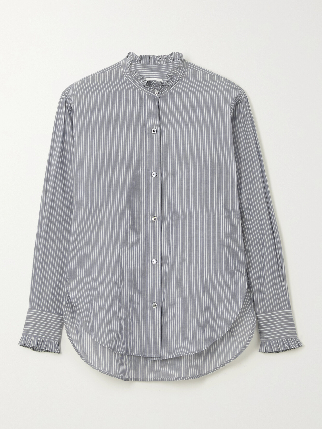 Marant Étoile - Saoli Ruffled Striped Cotton-poplin Shirt - Blue