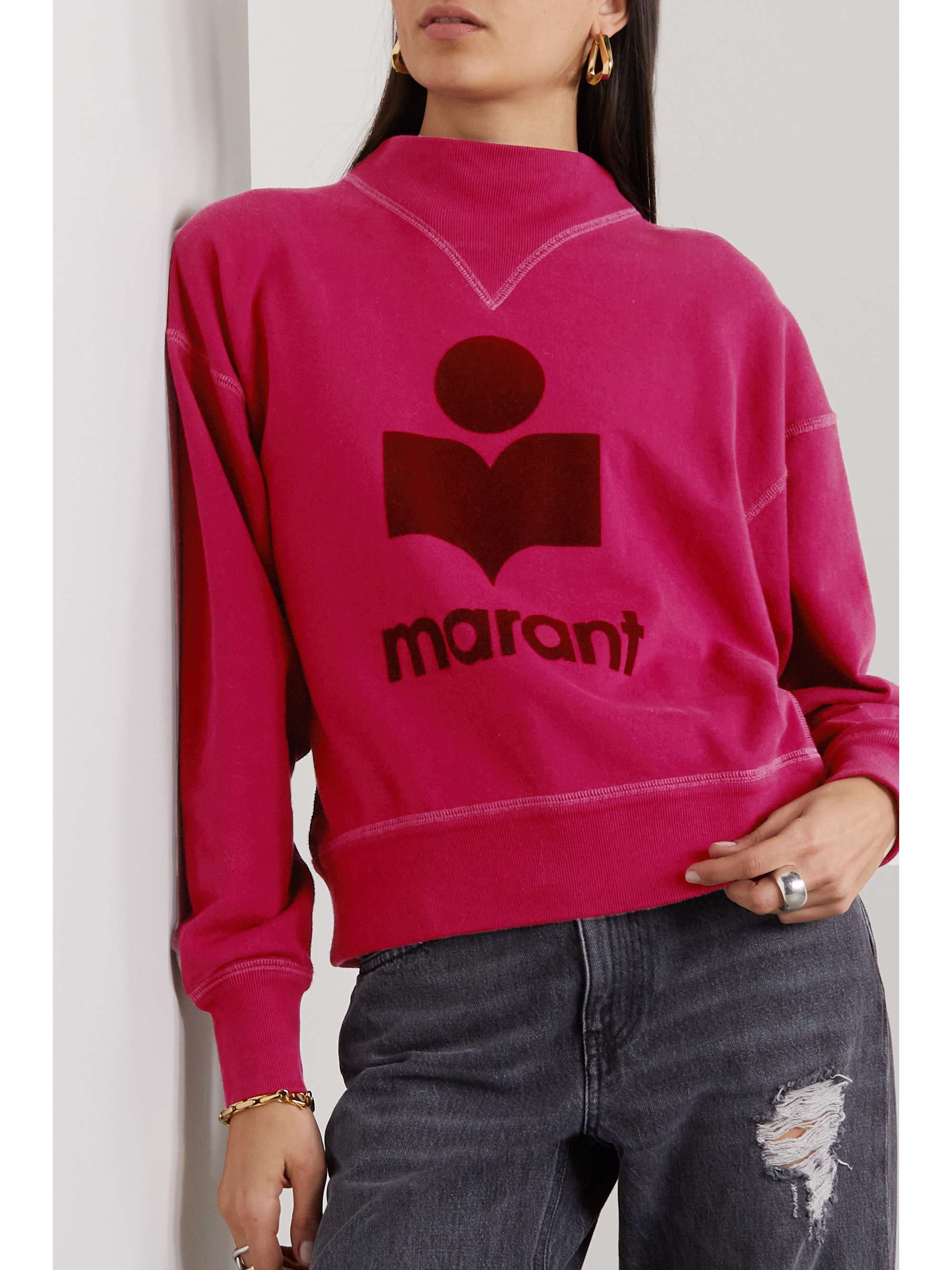 MARANT ÉTOILE Moby flocked cotton-blend jersey sweatshirt