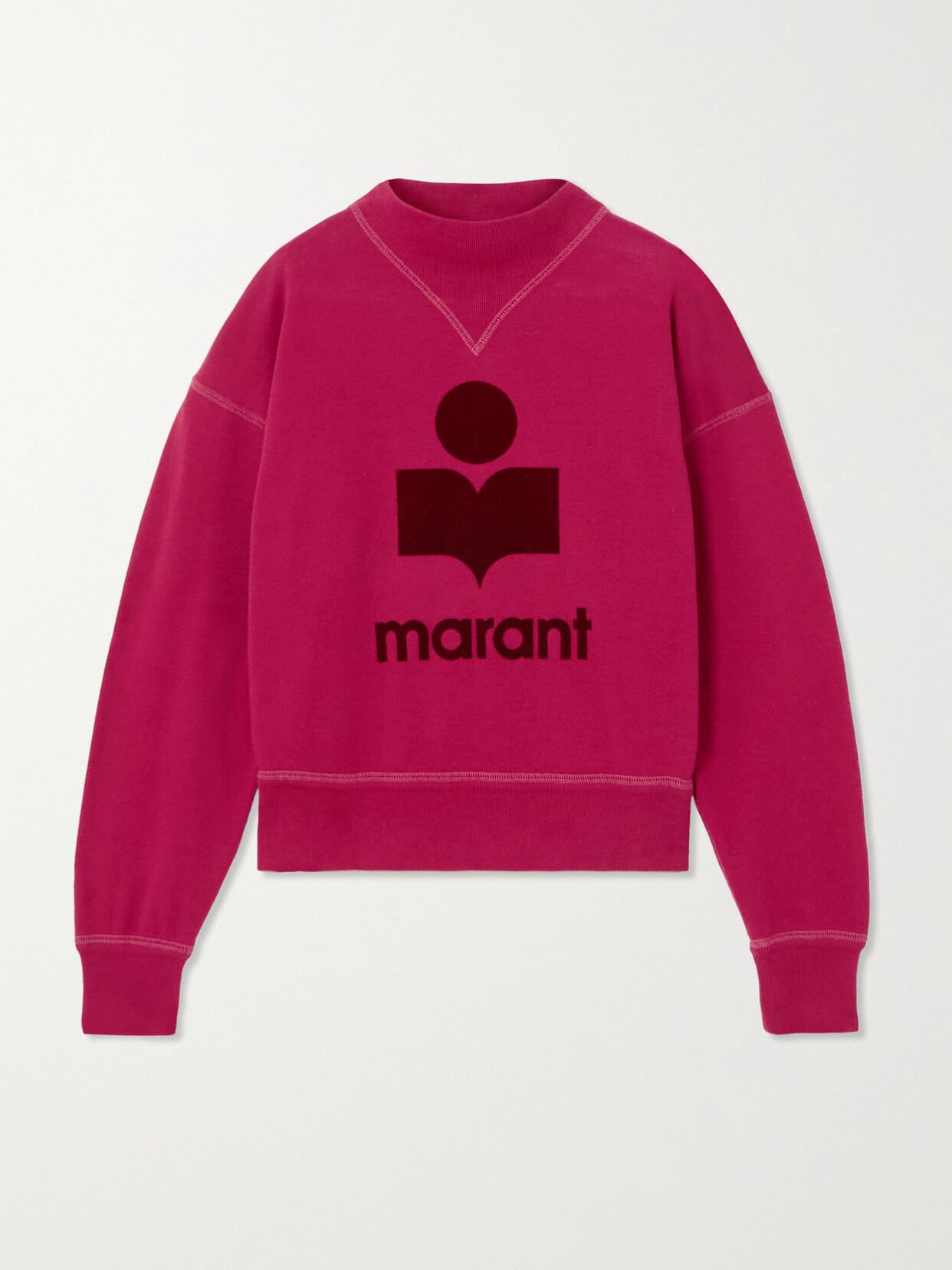 Isabel Marant Étoile Moby Flocked Cotton-blend Jersey Sweatshirt In Pink