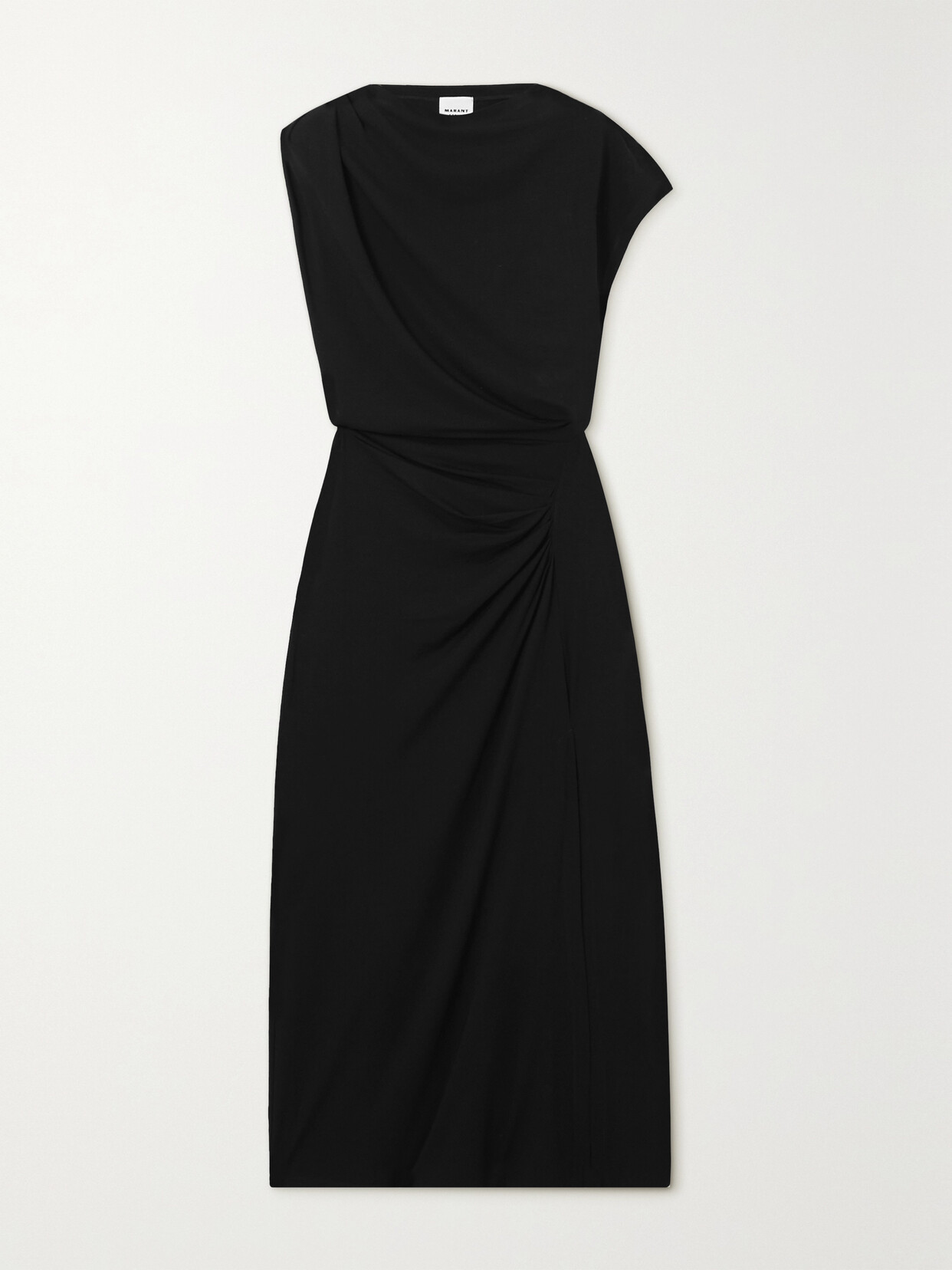 Marant Étoile - Naerys Asymmetric Draped Jersey Midi Dress - Black