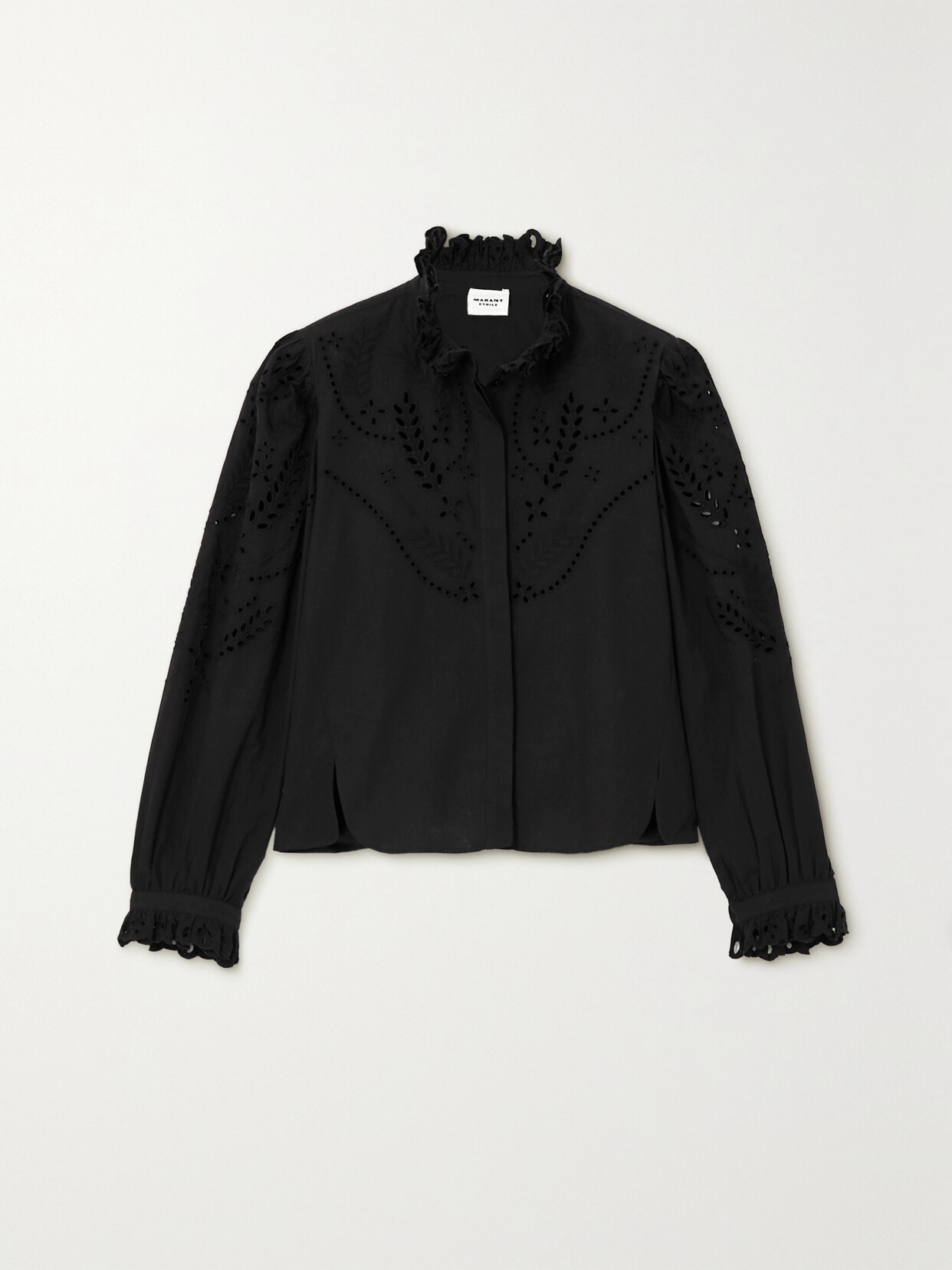 Marant Étoile - Raissa Broderie Anglaise-trimmed Cotton-poplin Blouse - Black