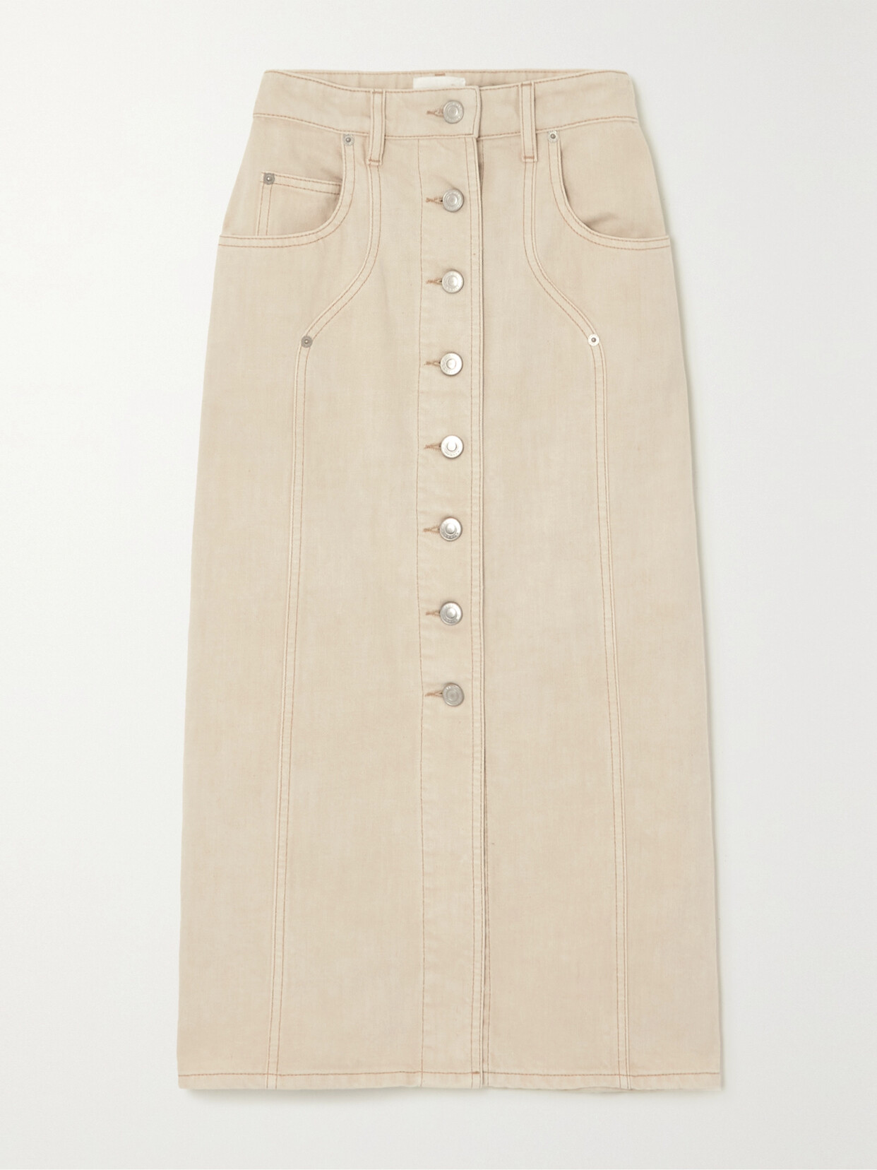 Shop Isabel Marant Étoile Vandy Paneled Denim Midi Skirt In Ecru