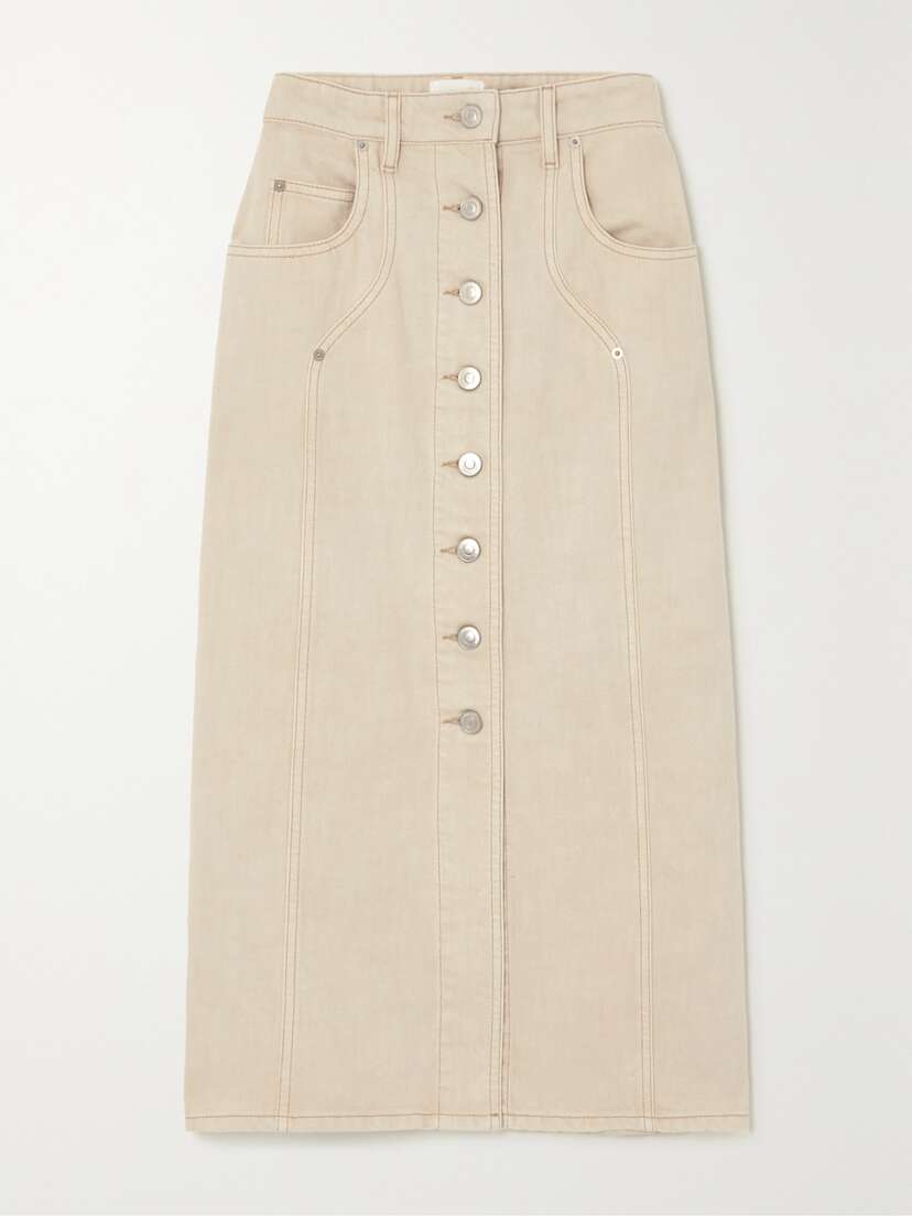 Marant Étoile Vandy Paneled Denim Midi Skirt