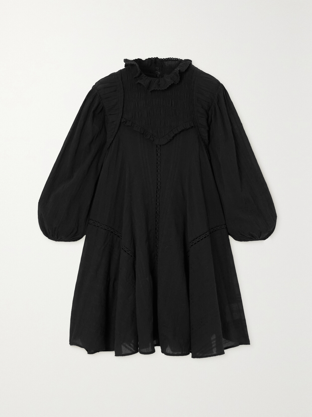 Marant Étoile Isma Crochet-trimmed Cotton-blend Mini Dress - Black