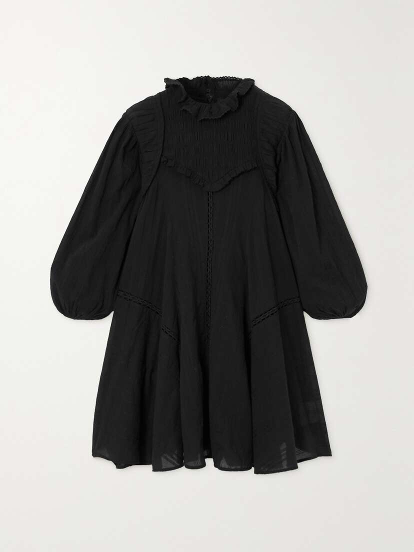 Marant Étoile Isma Crochet-trimmed Cotton-blend Mini Dress