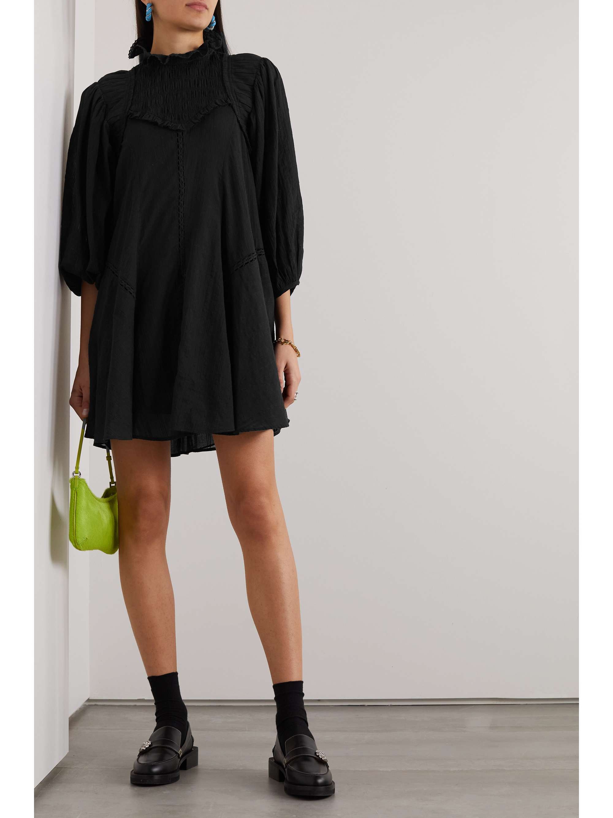 MARANT ÉTOILE Isma crochet-trimmed cotton-blend mini dress
