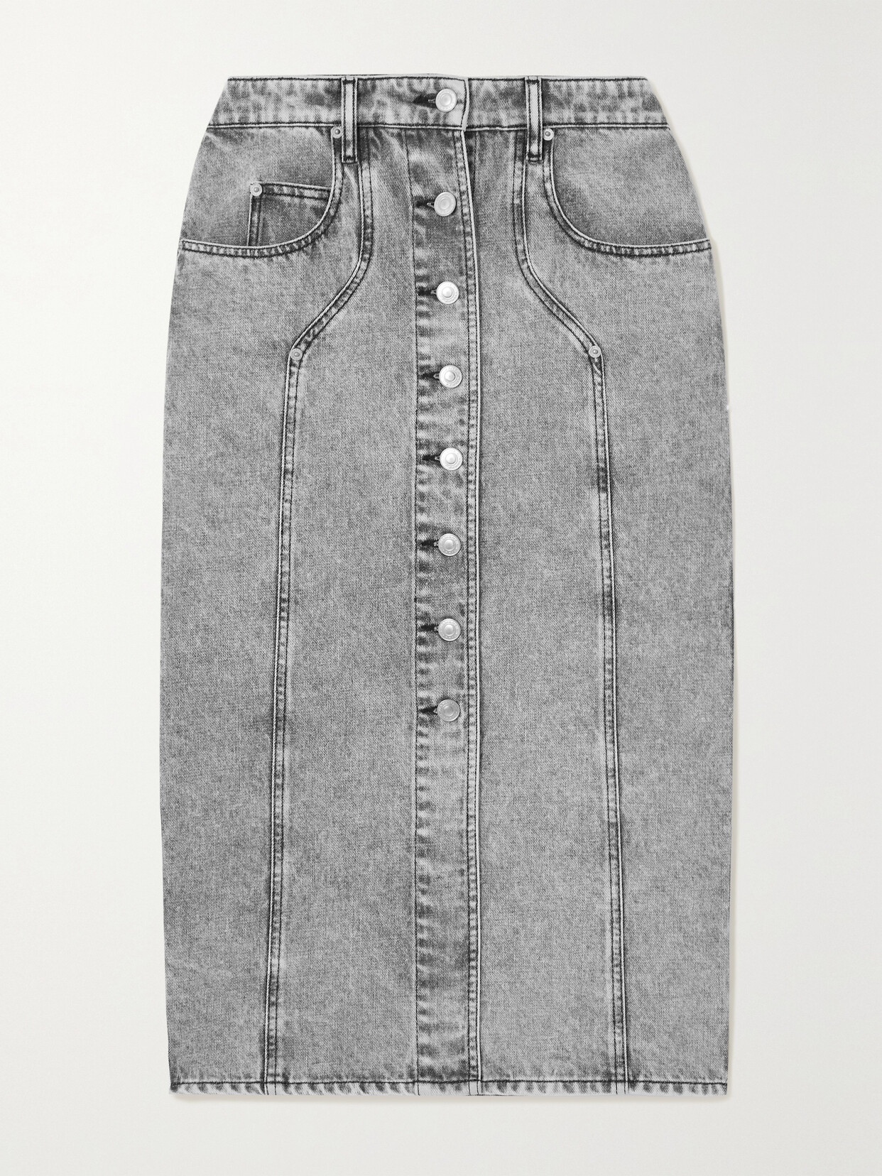 Isabel Marant Étoile Vandy Bleached Denim Midi Skirt In Grey