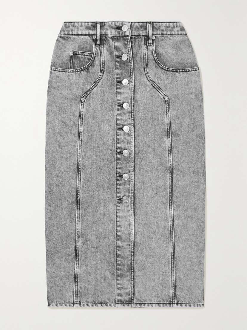 Marant Étoile Vandy Bleached Denim Midi Skirt