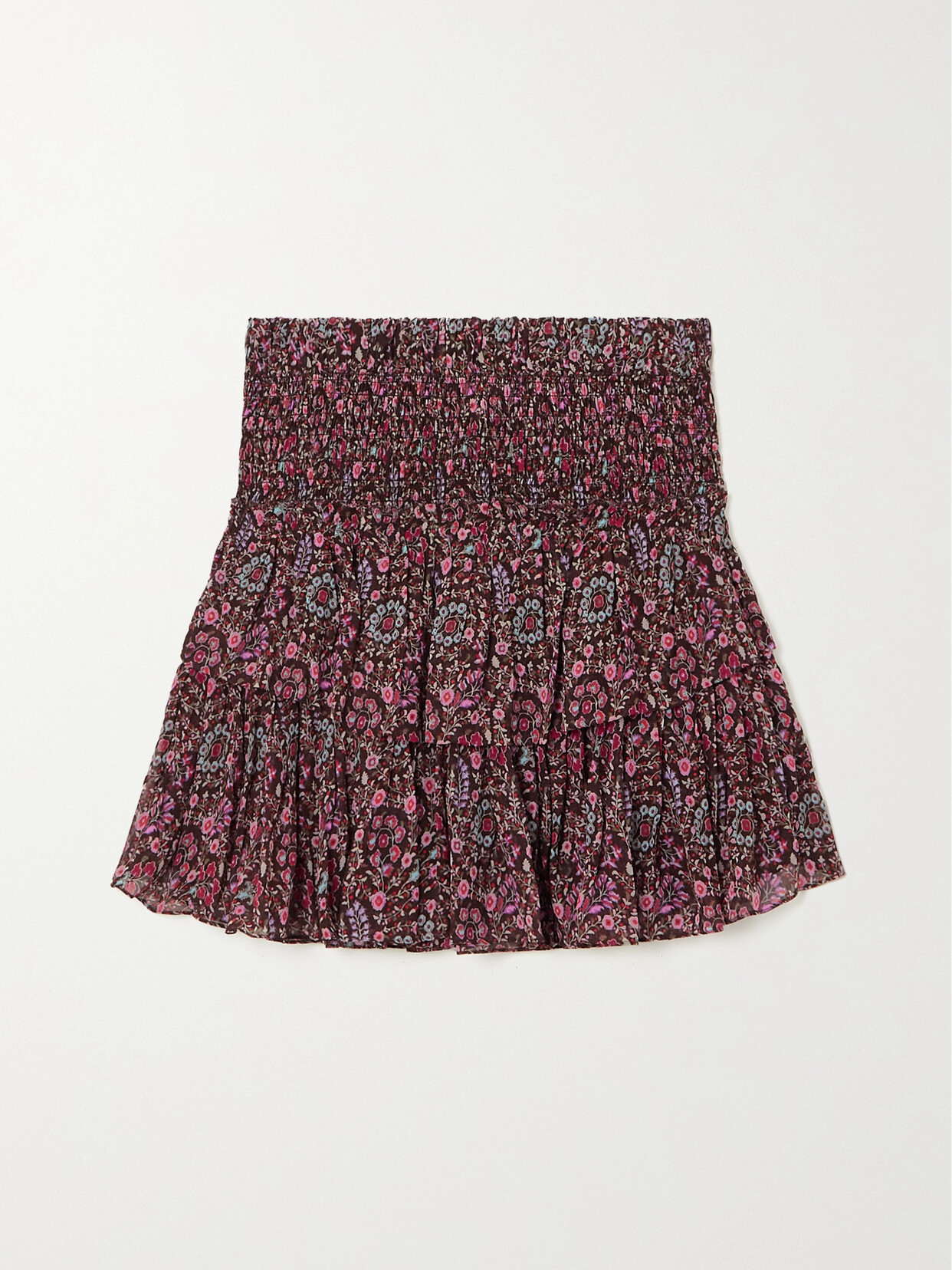 ISABEL MARANT ÉTOILE HILARI TIERED FLORAL-PRINT CREPE MINI SKIRT