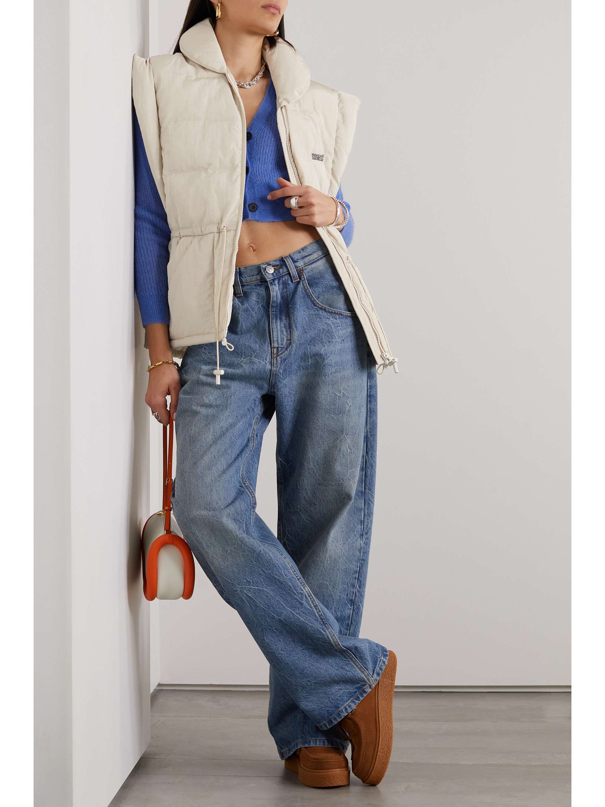 Denim puffer hot sale vest