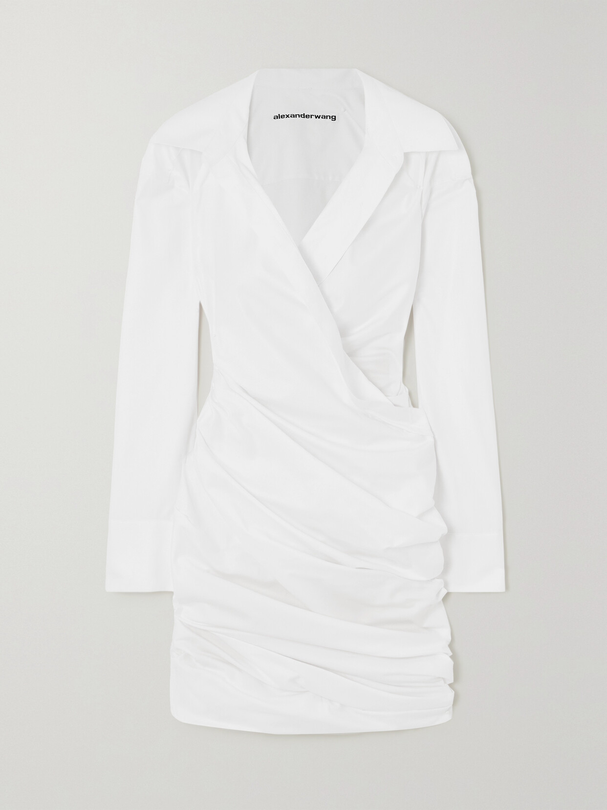 Alexander Wang - Wrap-effect Draped Cotton-twill Mini Shirt Dress - White