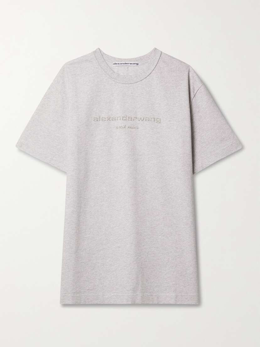 Alexander Wang Printed Metallic Cotton-jersey T-shirt - x large