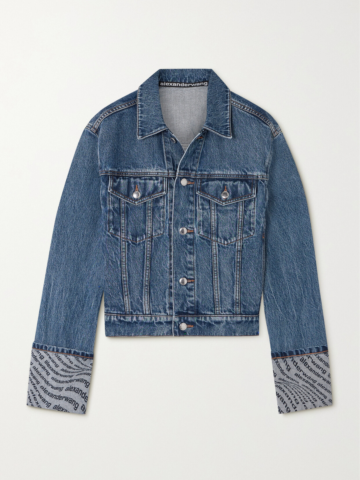 Alexander Wang Logo-print Buttoned Denim Jacket In Blue