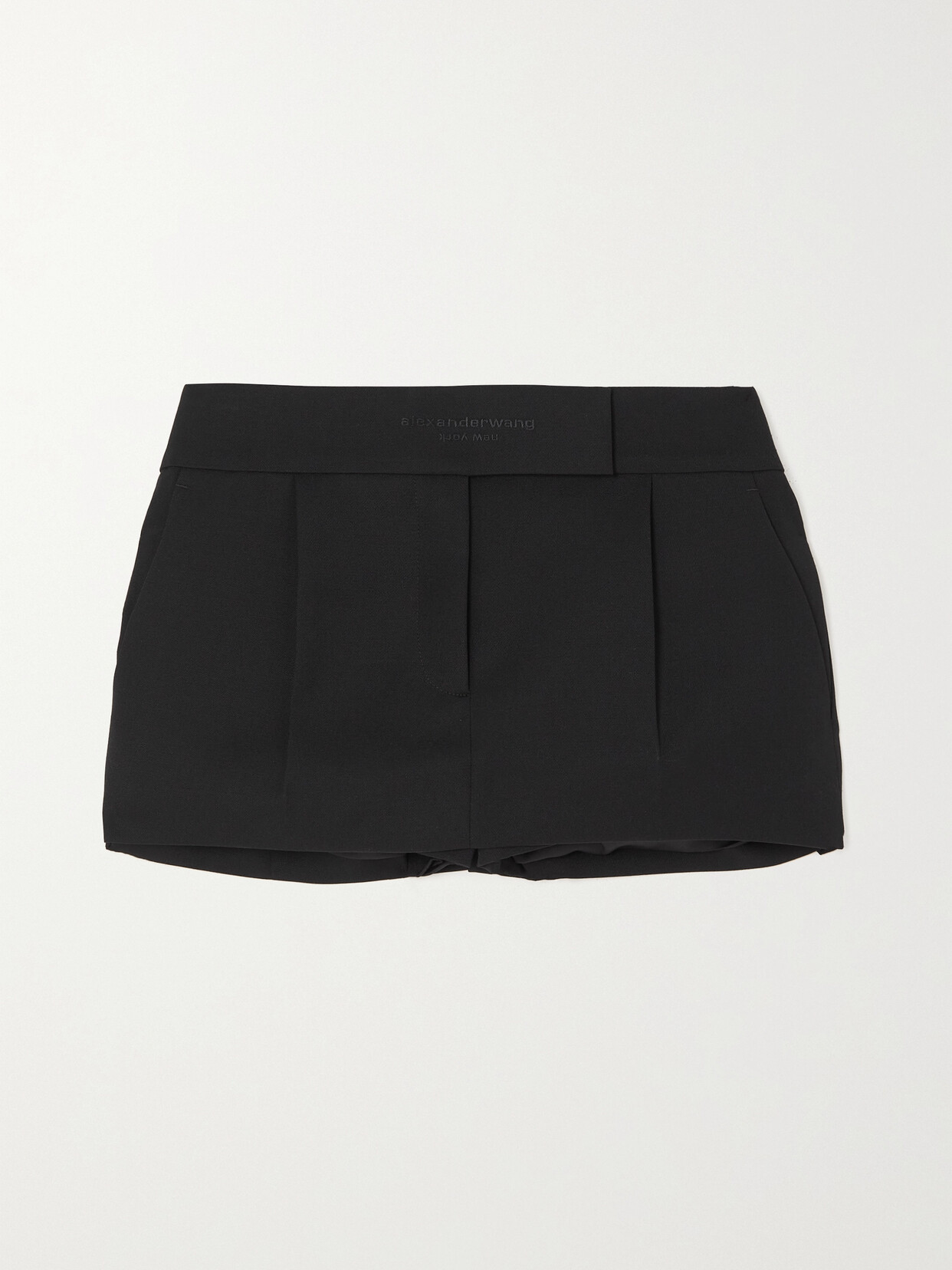 Alexander Wang Embroidered Pleated Wool-twill Shorts - Black