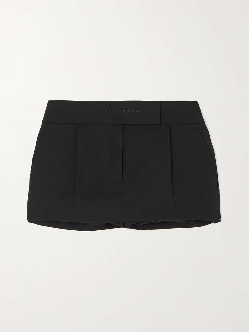 Alexander Wang Embroidered Pleated Wool-twill Shorts