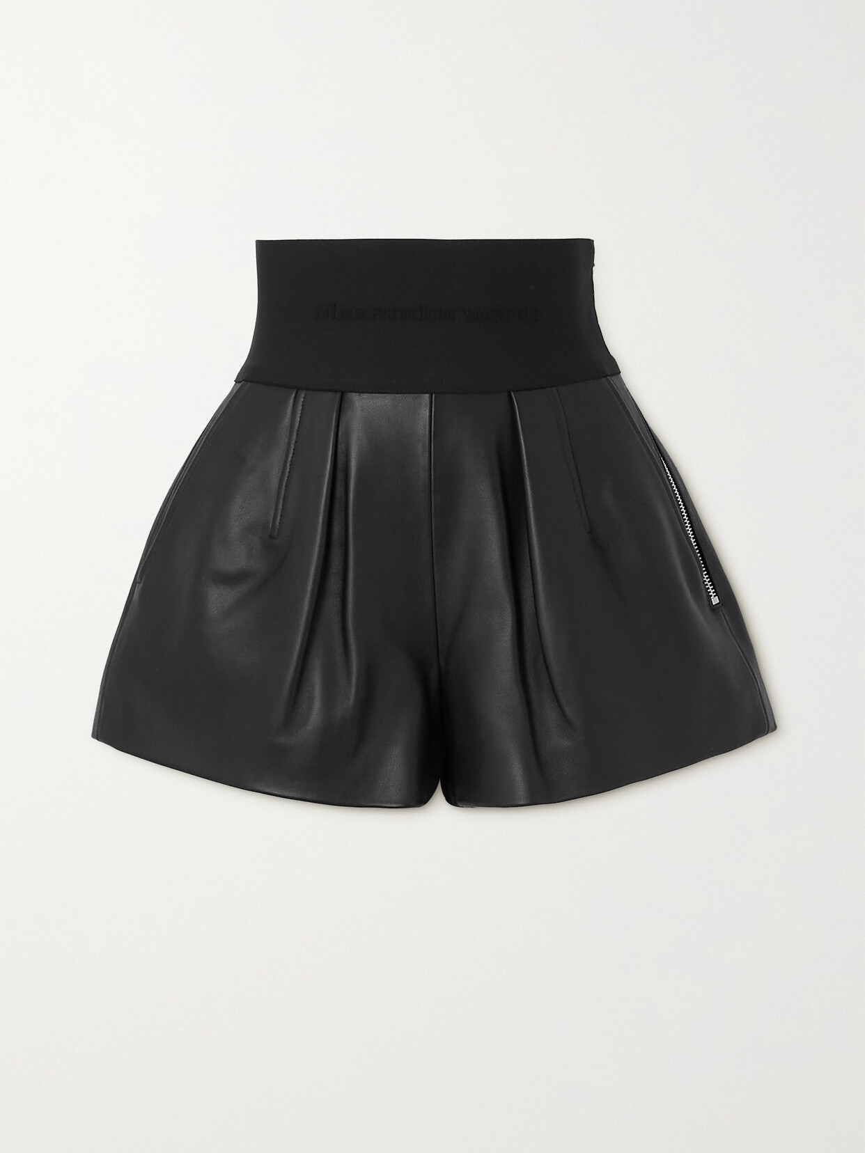 Alexander Wang - Pleated Leather Shorts - Black