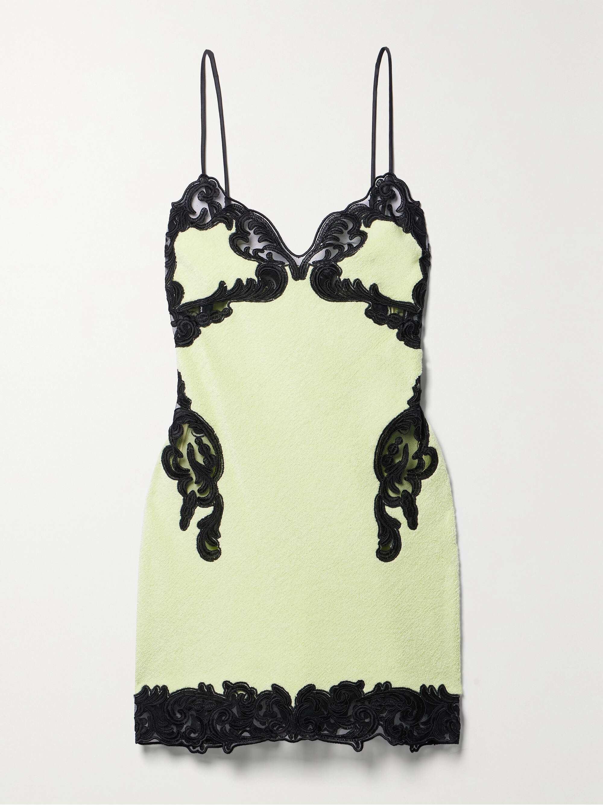 ALEXANDER WANG Corded lace-trimmed tulle cotton-terry mini