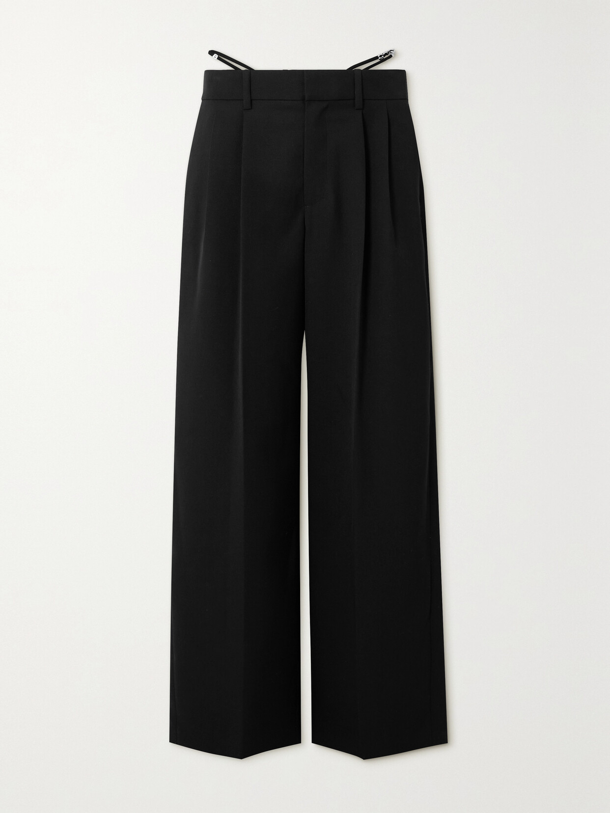 Alexander Wang Crystal-embellished G-string Wool Wide-cut Pants In 001 Black