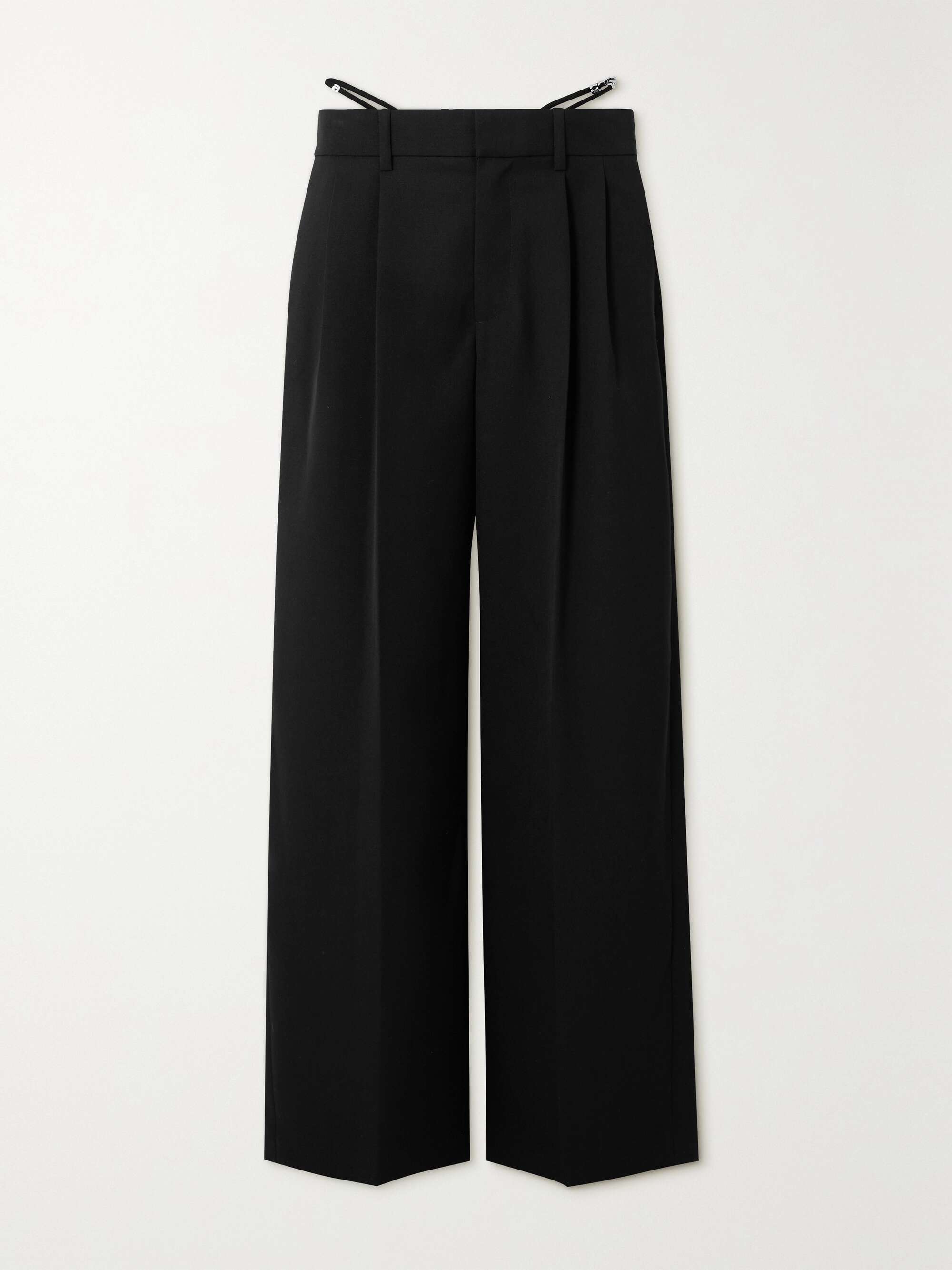 Black Crystal-embellished wool-twill wide-leg pants