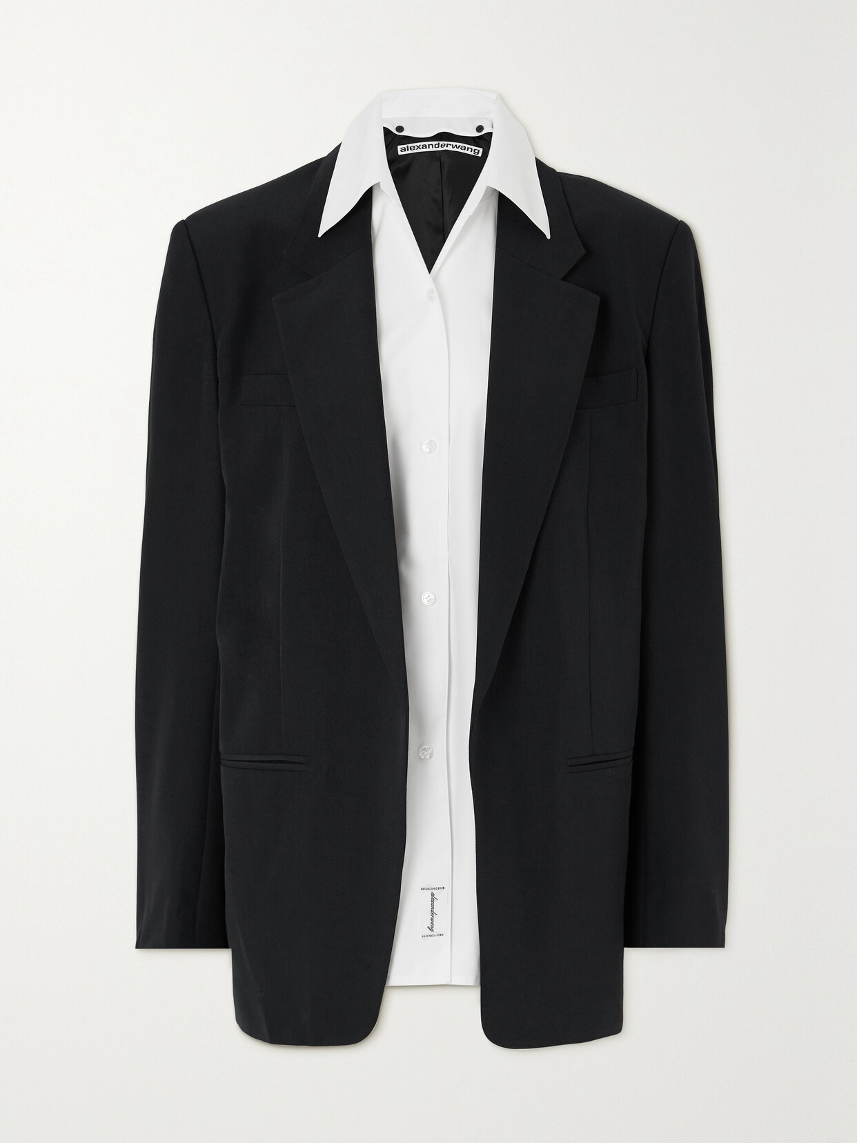 ALEXANDER WANG OVERSIZED LAYERED WOVEN AND COTTON BLAZER