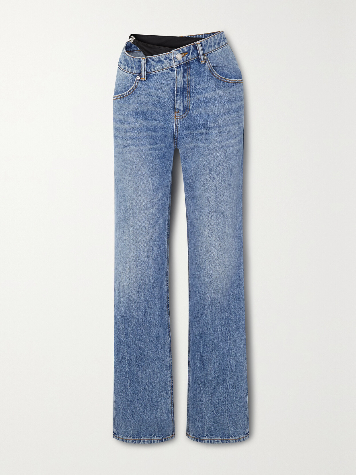 Alexander Wang - Asymmetric Crystal-embellished High-rise Wide-leg Jeans - Blue