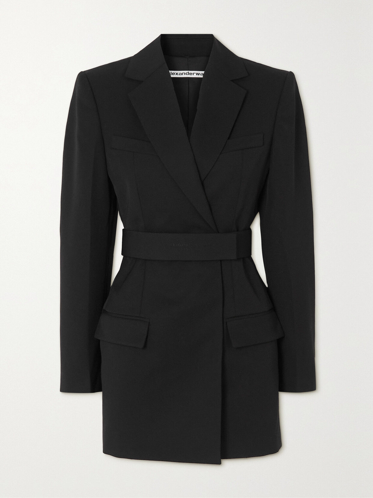 Alexander Wang Dry Wool Twill Blazer Dress In 001 Black
