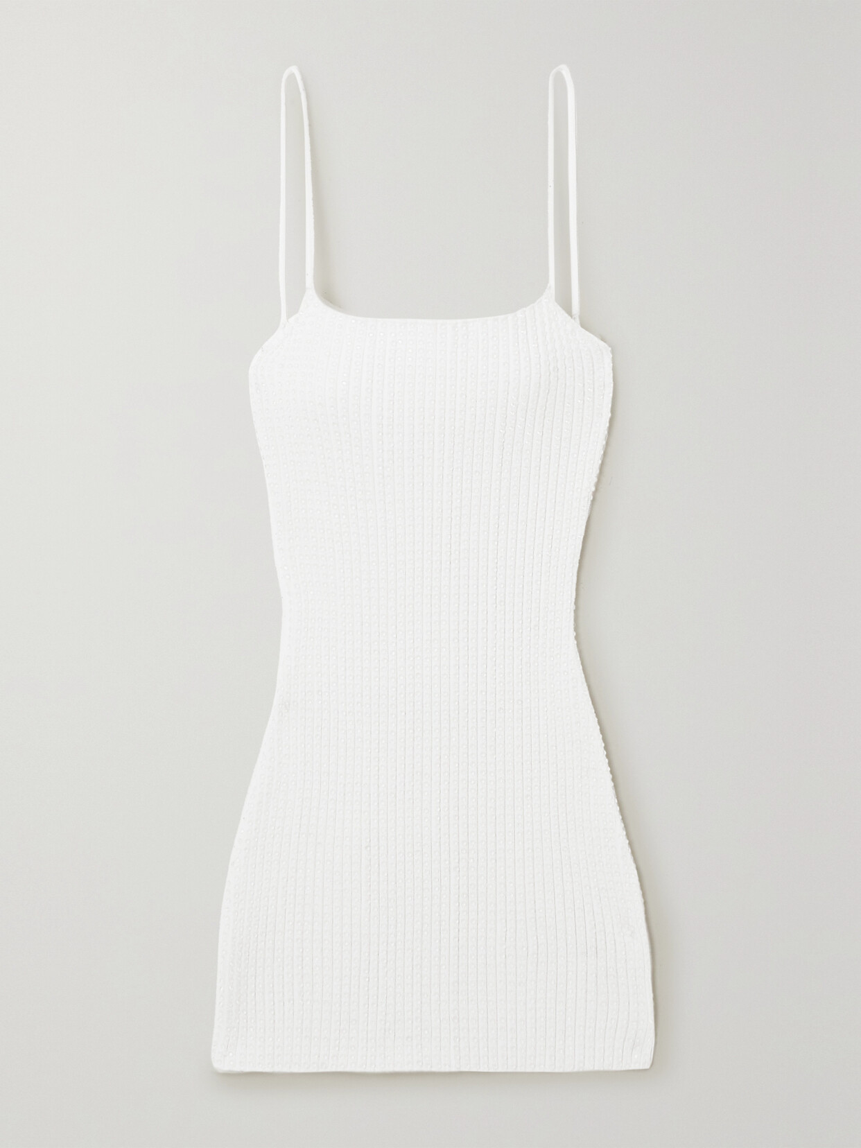 Alexander Wang Crystal-embellished Ribbed-knit Mini Dress In White