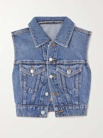 Alexander wang cropped denim jacket sale