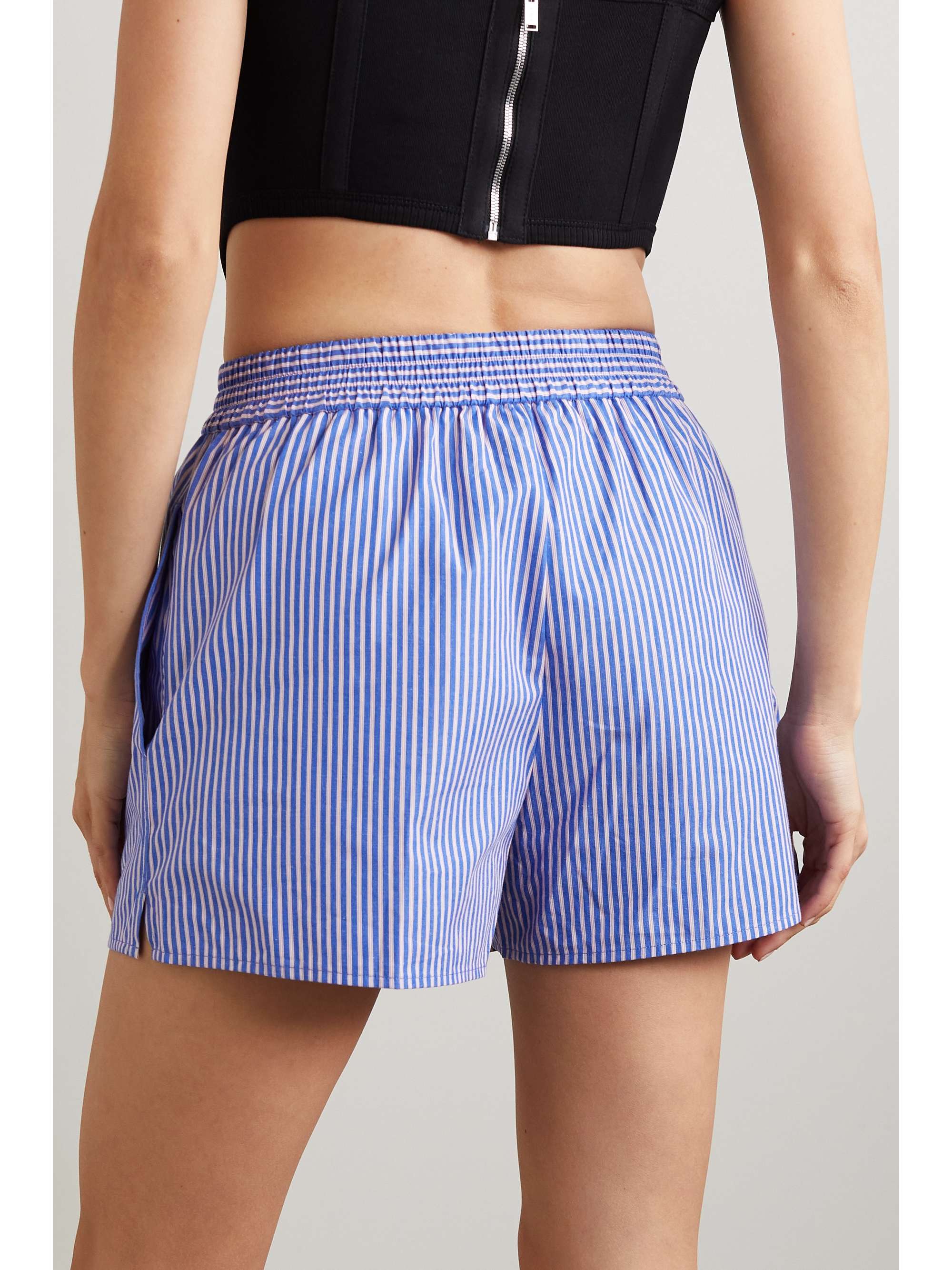T BY ALEXANDER WANG Striped cotton-poplin shorts | NET-A-PORTER